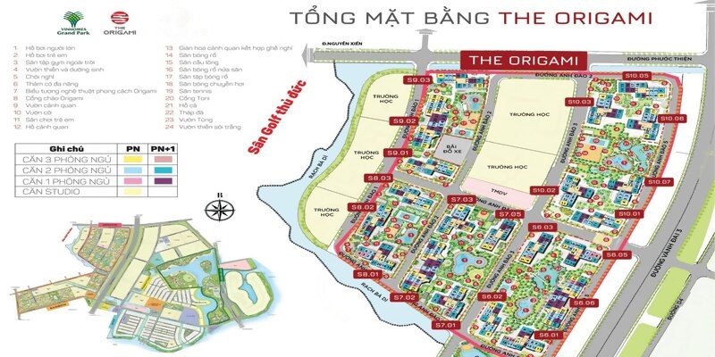Mặt bằng chi tiết của The Origami Vinhomes Grand Park